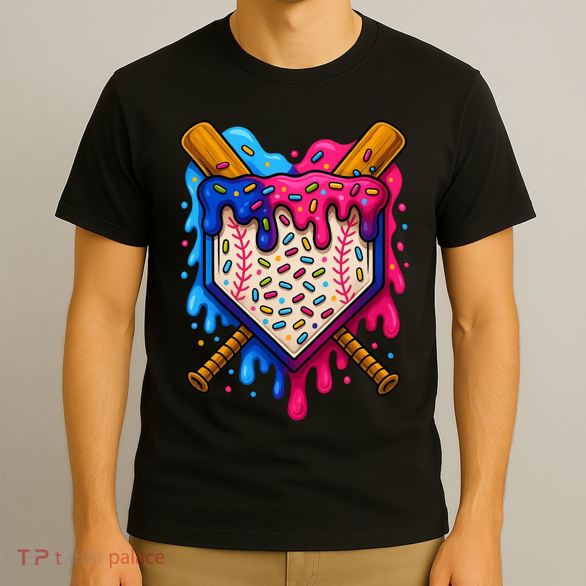Baseball Ice Cream Sprinkles Team Drip T-Shirt