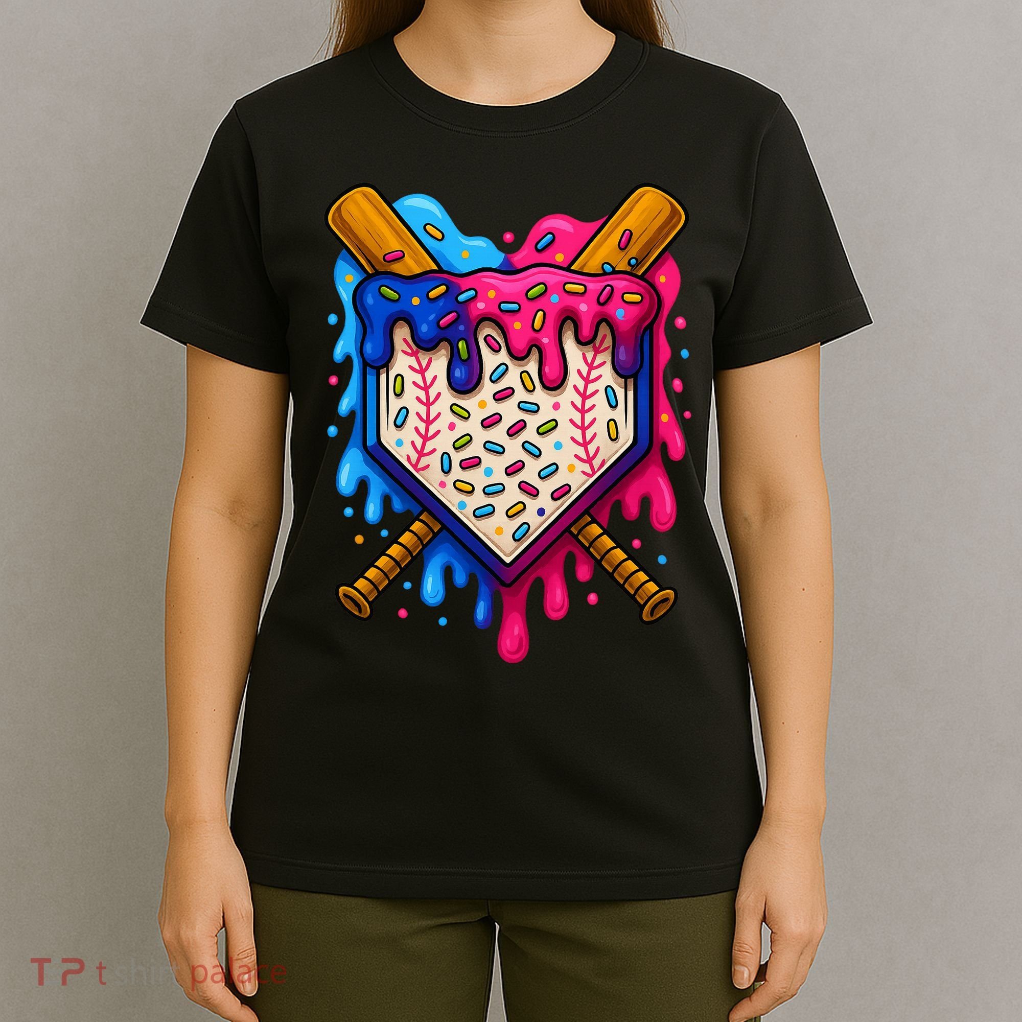 Baseball Ice Cream Sprinkles Team Drip T-Shirt