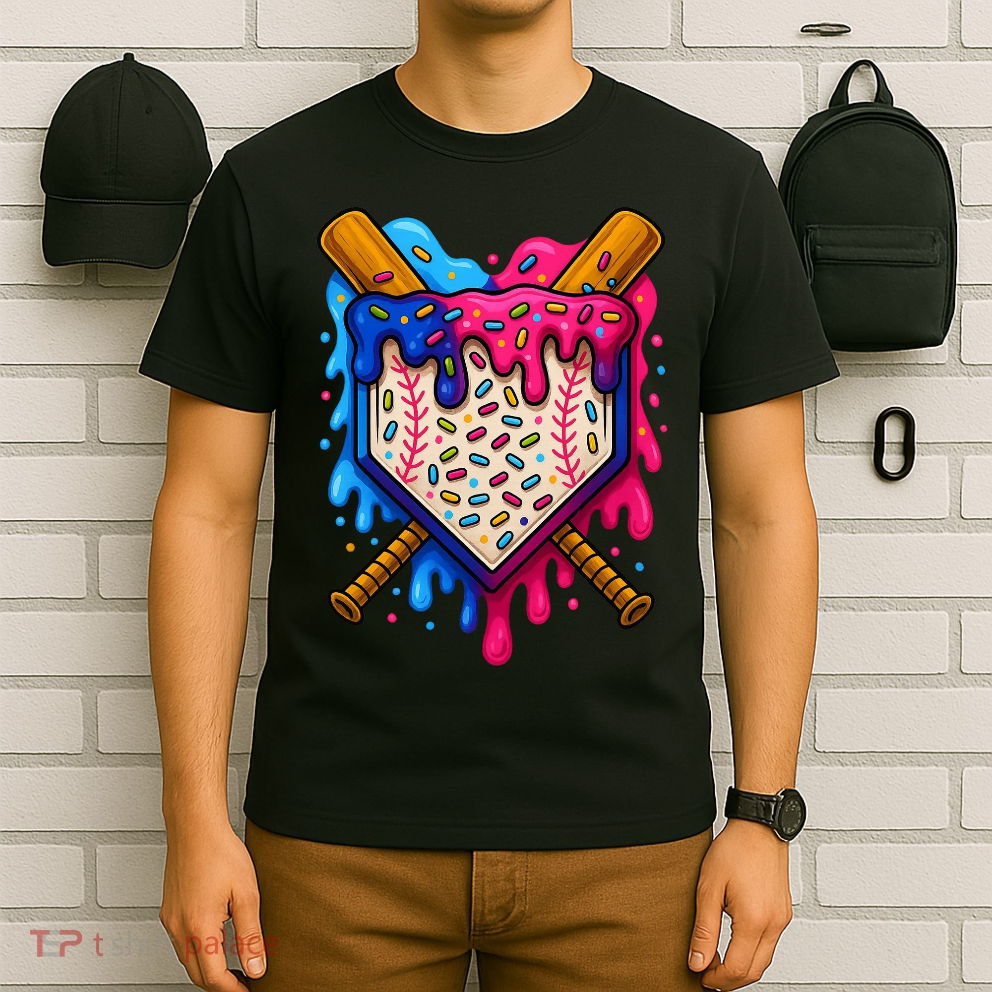 Baseball Ice Cream Sprinkles Team Drip T-Shirt