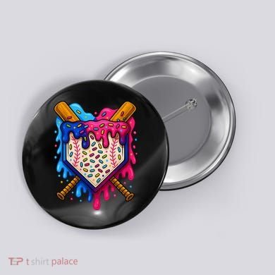 Baseball Ice Cream Sprinkles Team Drip Button