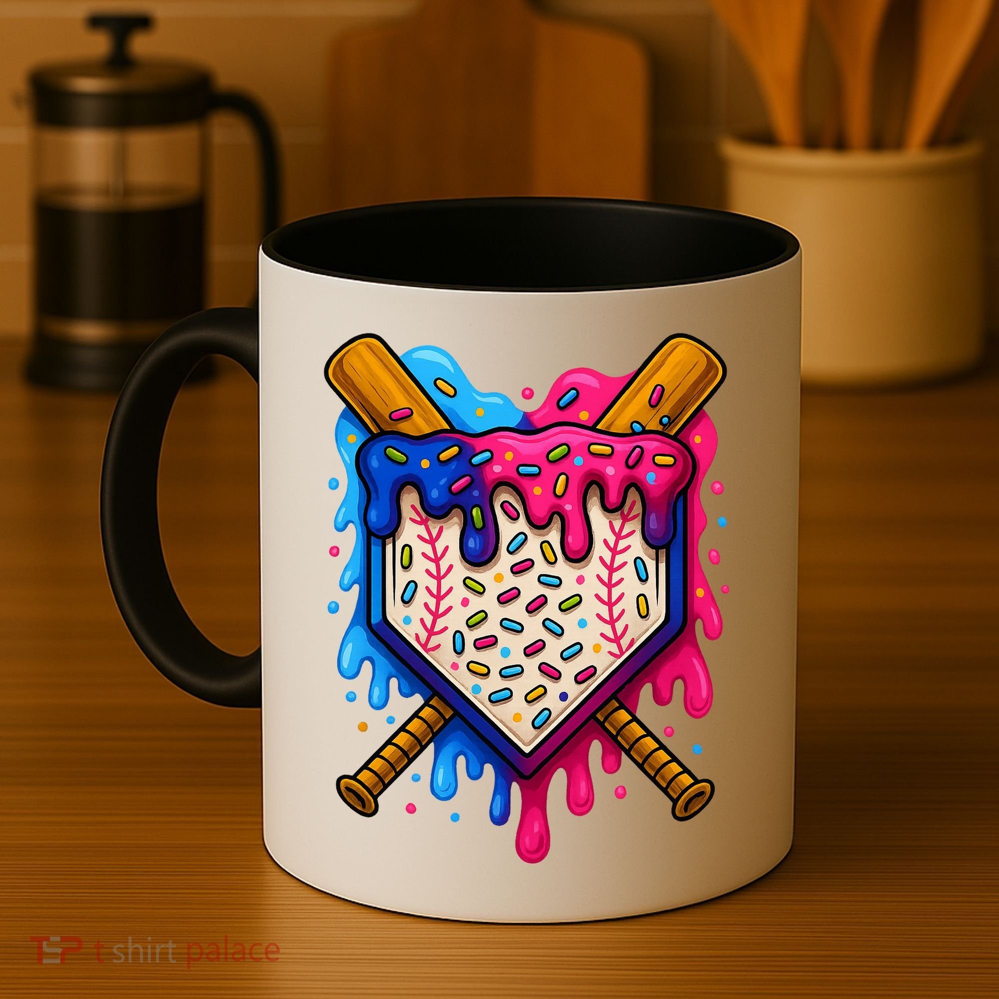 Baseball Ice Cream Sprinkles Team Drip Coffee Mug