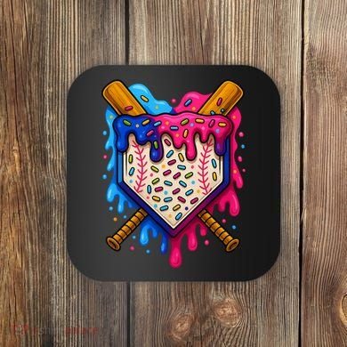 Baseball Ice Cream Sprinkles Team Drip Coaster