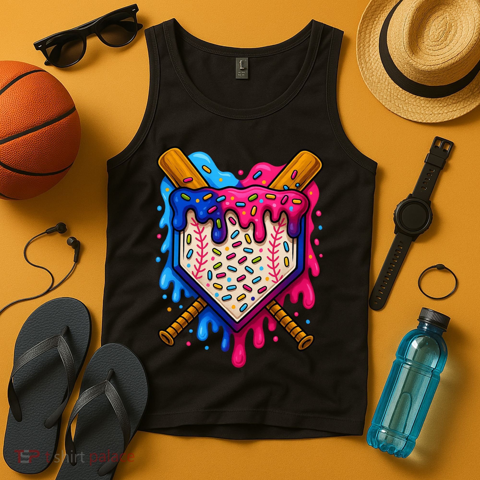 Baseball Ice Cream Sprinkles Team Drip Tank Top