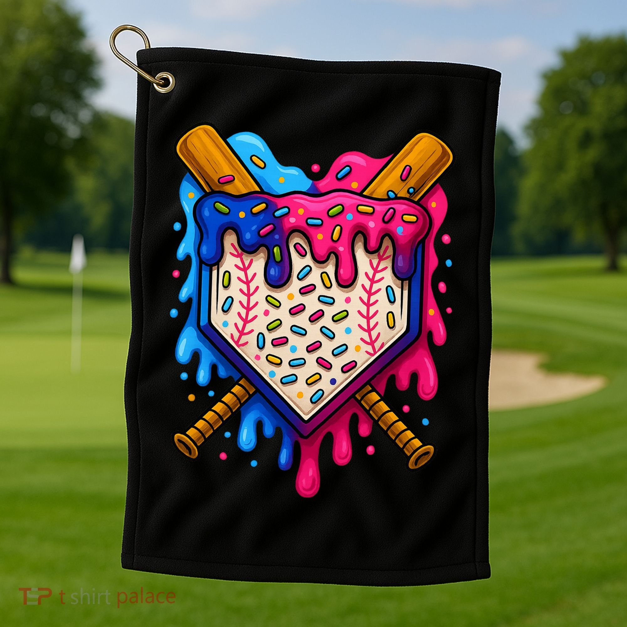 Baseball Ice Cream Sprinkles Team Drip Golf Towel