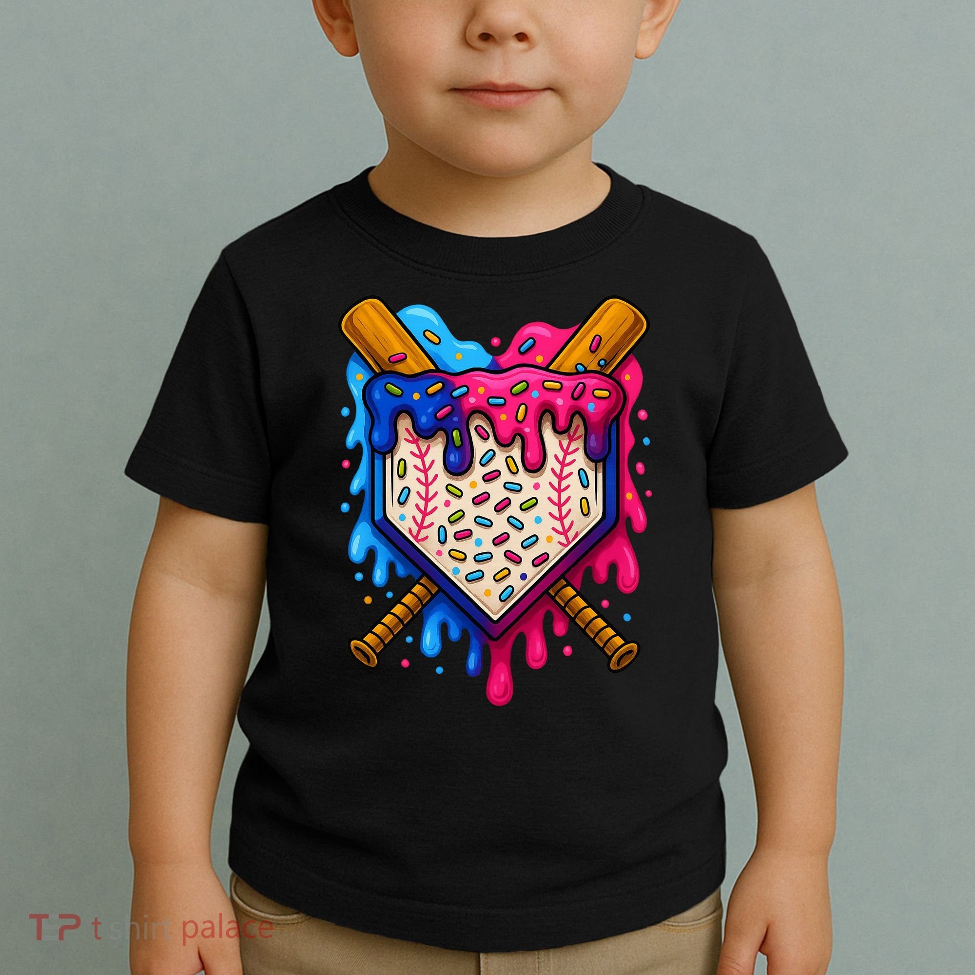 Baseball Ice Cream Sprinkles Team Drip Toddler T-Shirt