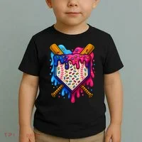 Baseball Ice Cream Sprinkles Team Drip Toddler T-Shirt thumb 2