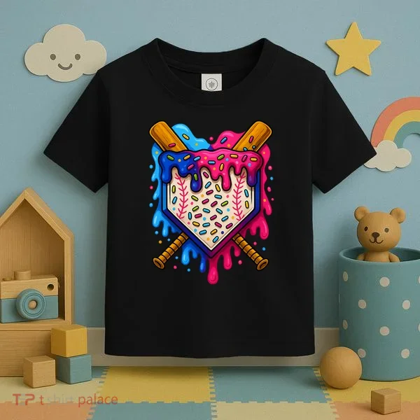 Baseball Ice Cream Sprinkles Team Drip Toddler T-Shirt