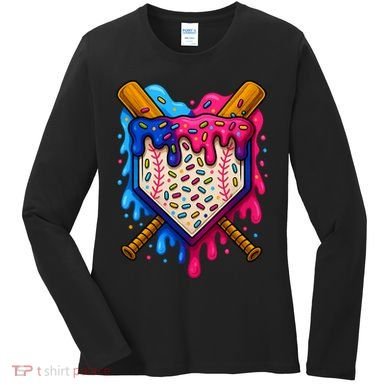 Baseball Ice Cream Sprinkles Team Drip Women's Long Sleeve Shirt