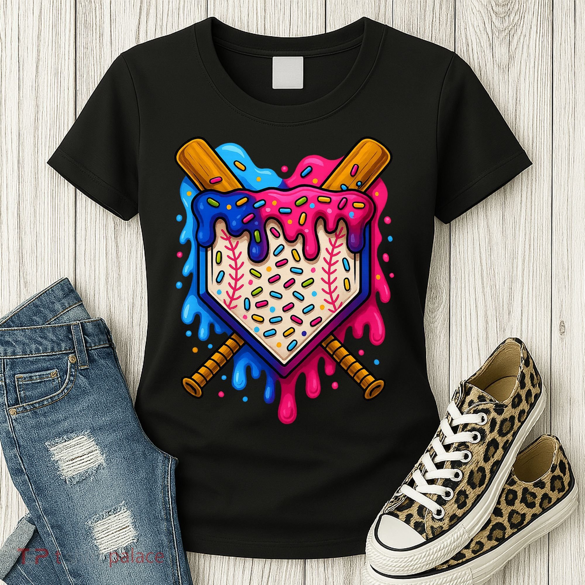 Baseball Ice Cream Sprinkles Team Drip Women's T-Shirt