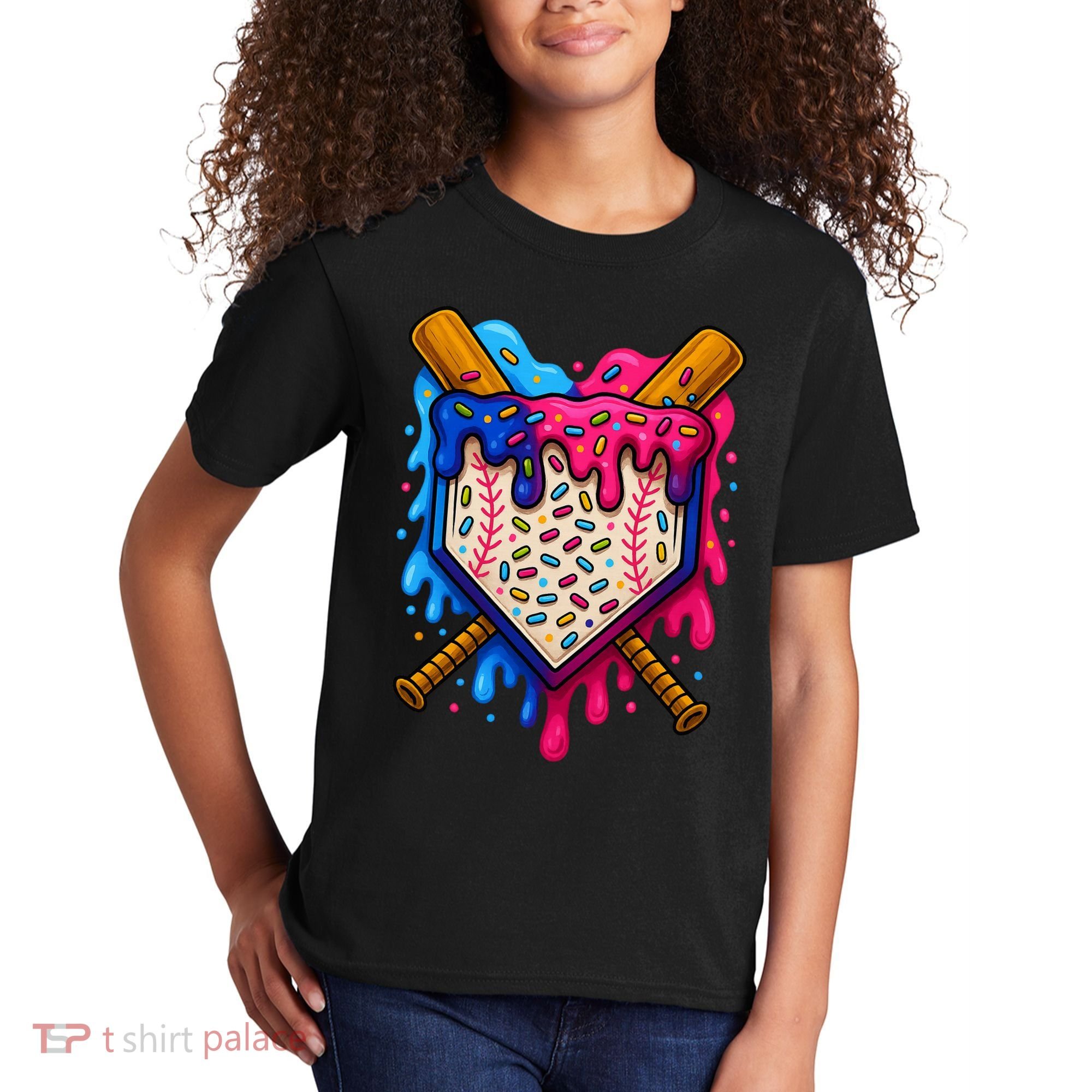 Baseball Ice Cream Sprinkles Team Drip Kids T-Shirt
