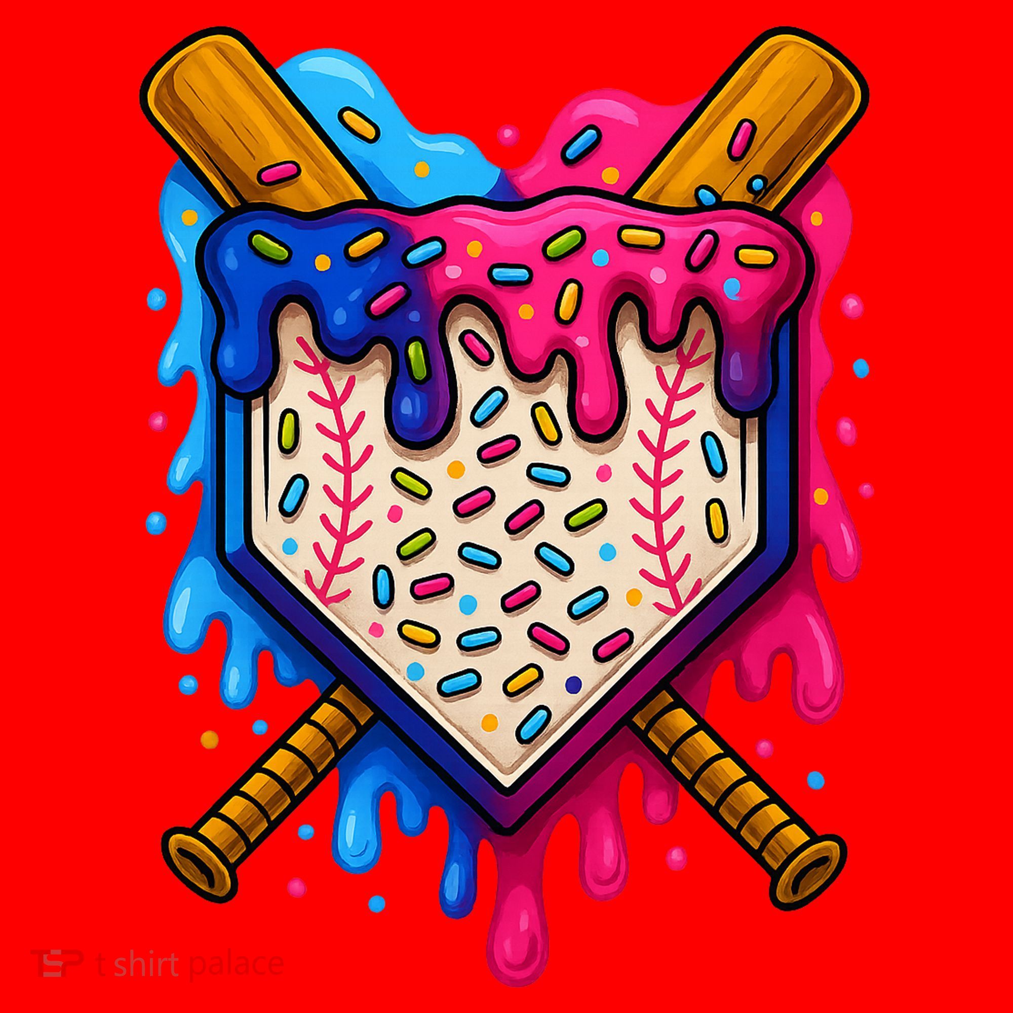 Baseball Ice Cream Sprinkles Team Drip Santa Hat