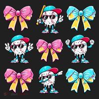 Baseball Ice Cream Drip Coquette Women's Sweatshirt thumb 2