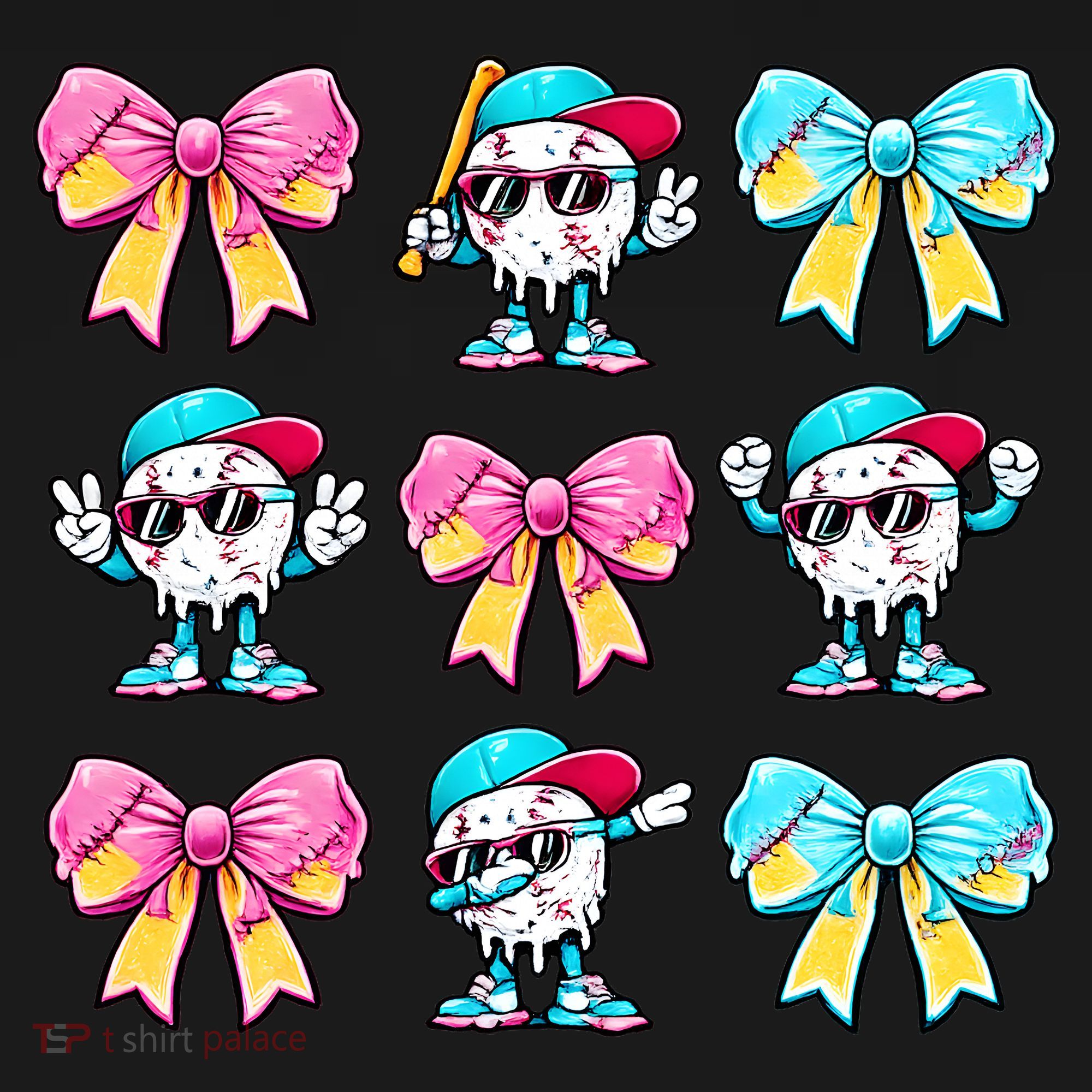 Baseball Ice Cream Drip Coquette USA-Made Doggie Bandana