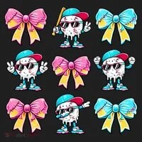 Baseball Ice Cream Drip Coquette Hat thumb 2