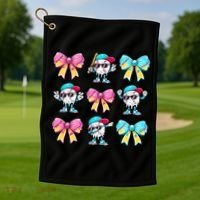Baseball Ice Cream Drip Coquette Golf Towel thumb 1