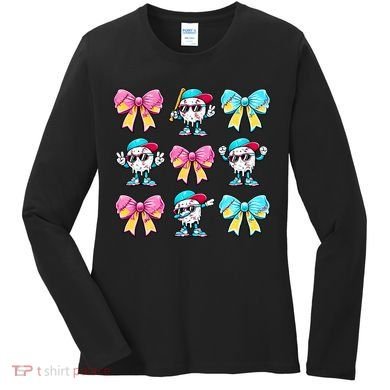 Baseball Ice Cream Drip Coquette Women's Long Sleeve Shirt
