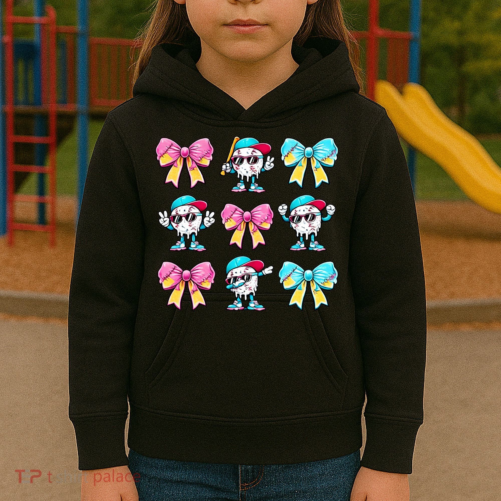 Baseball Ice Cream Drip Coquette Kids Hoodie
