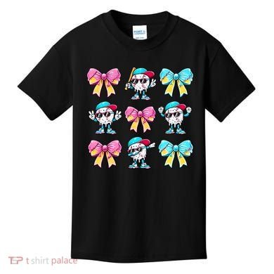 Baseball Ice Cream Drip Coquette Kids T-Shirt
