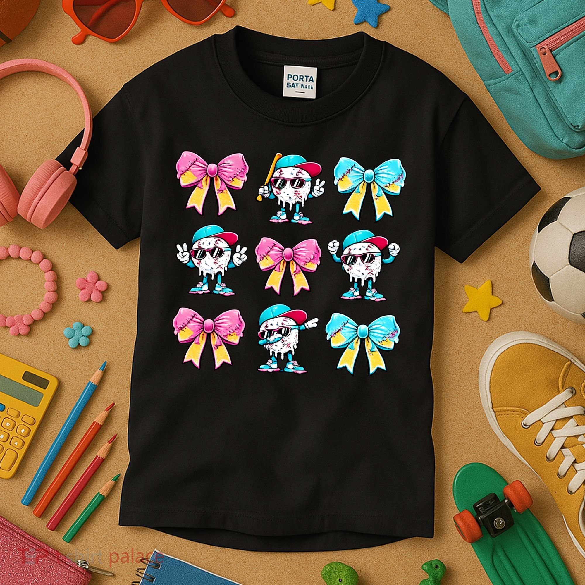Baseball Ice Cream Drip Coquette Kids T-Shirt