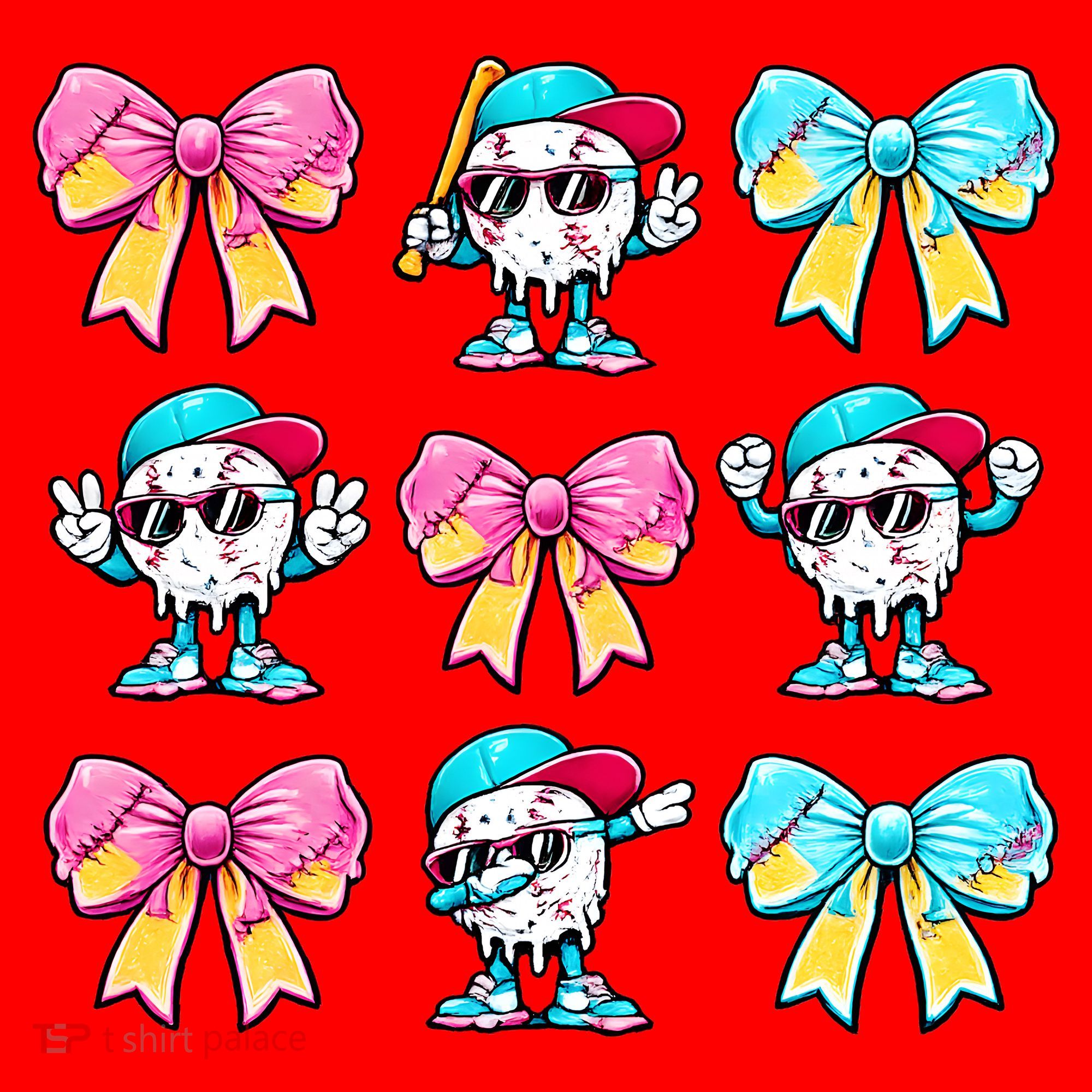 Baseball Ice Cream Drip Coquette Santa Hat