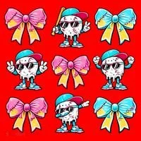 Baseball Ice Cream Drip Coquette Santa Hat thumb 1