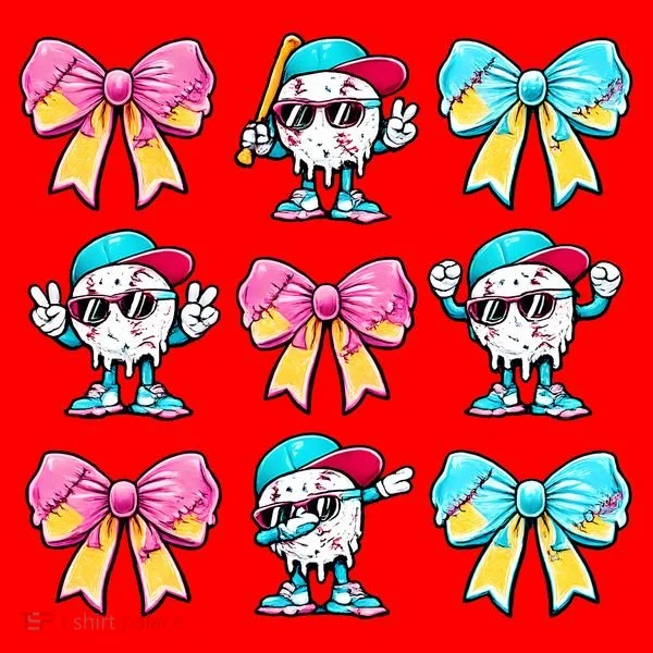 Baseball Ice Cream Drip Coquette Santa Hat
