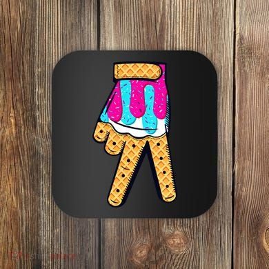 Baseball Ice Cream Drip Home Plate Hand Sign Coaster