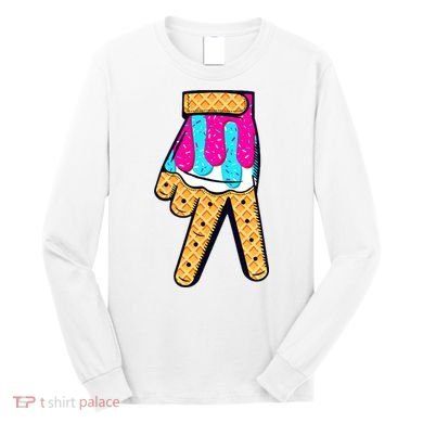 Baseball Ice Cream Drip Home Plate Hand Sign Long Sleeve Shirt