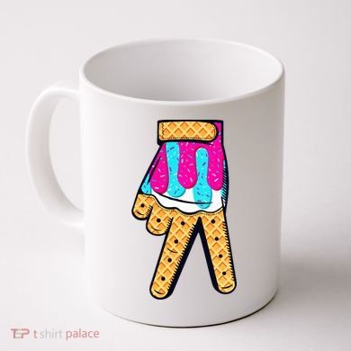 Baseball Ice Cream Drip Home Plate Hand Sign Coffee Mug