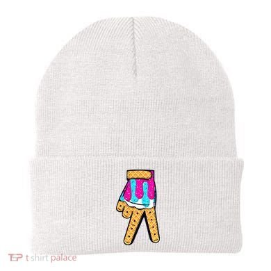 Baseball Ice Cream Drip Home Plate Hand Sign Beanie