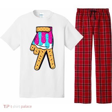 Baseball Ice Cream Drip Home Plate Hand Sign Pajama Set