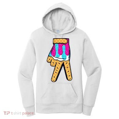 Baseball Ice Cream Drip Home Plate Hand Sign Women's Hoodie