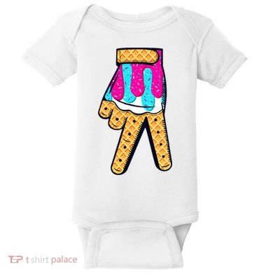 Baseball Ice Cream Drip Home Plate Hand Sign Baby Bodysuit
