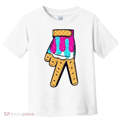 Baseball Ice Cream Drip Home Plate Hand Sign Toddler T-Shirt
