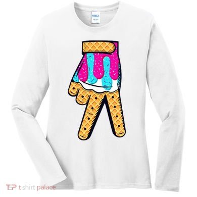 Baseball Ice Cream Drip Home Plate Hand Sign Women's Long Sleeve Shirt