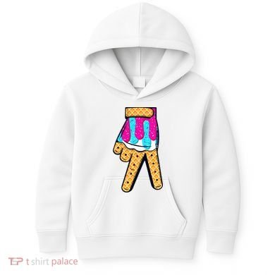 Baseball Ice Cream Drip Home Plate Hand Sign Kids Hoodie