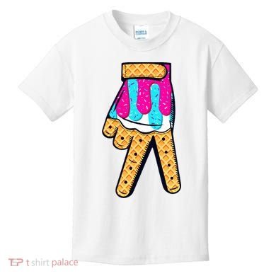 Baseball Ice Cream Drip Home Plate Hand Sign Kids T-Shirt