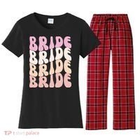 Bride I Do Crew Retro Bachelorette Party Bride Bridesmaids Women's Flannel Pajama Set thumb 0