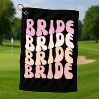 Bride I Do Crew Retro Bachelorette Party Bride Bridesmaids Golf Towel thumb 1