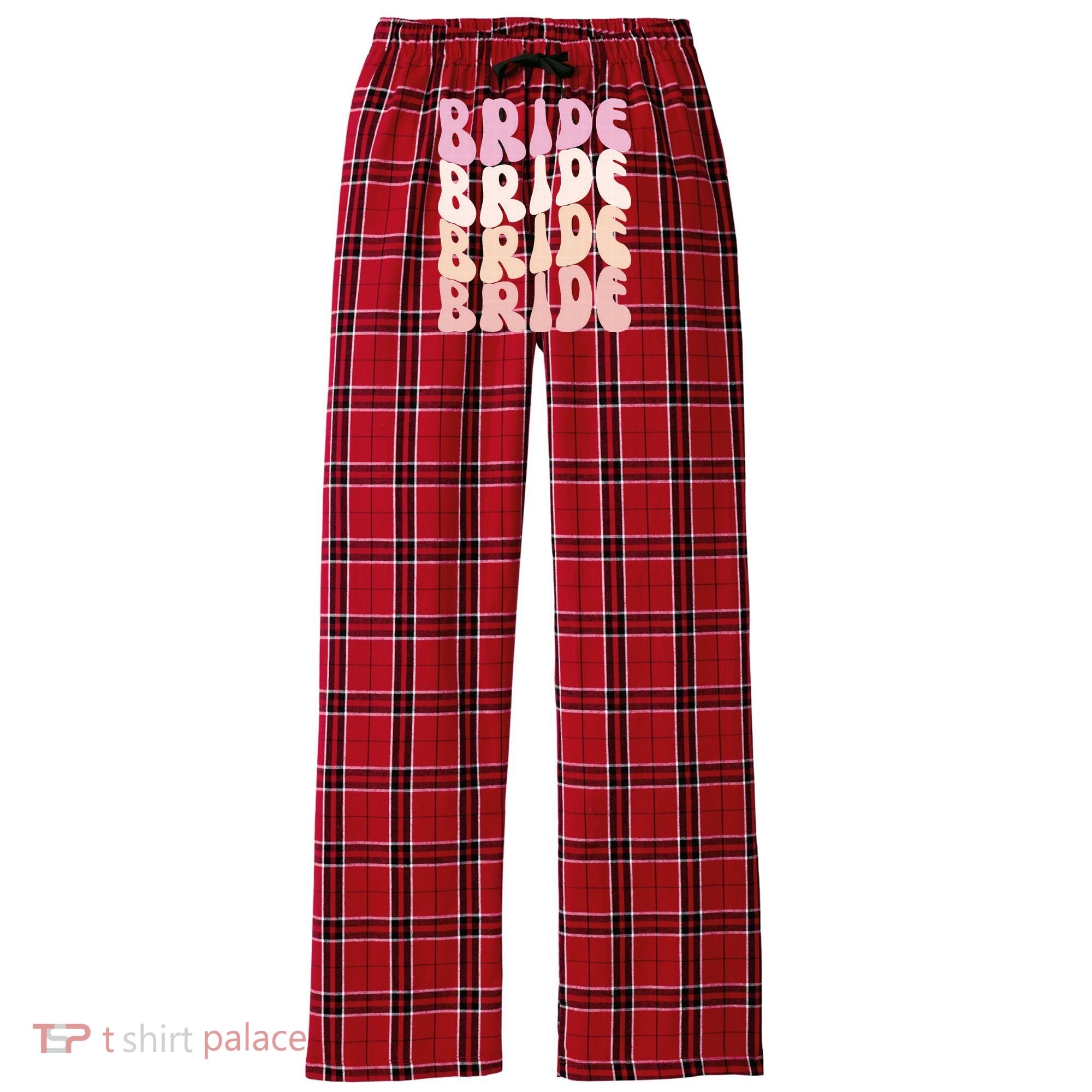 Bride I Do Crew Retro Bachelorette Party Bride Bridesmaids Women's Flannel Plaid Pajama Pants