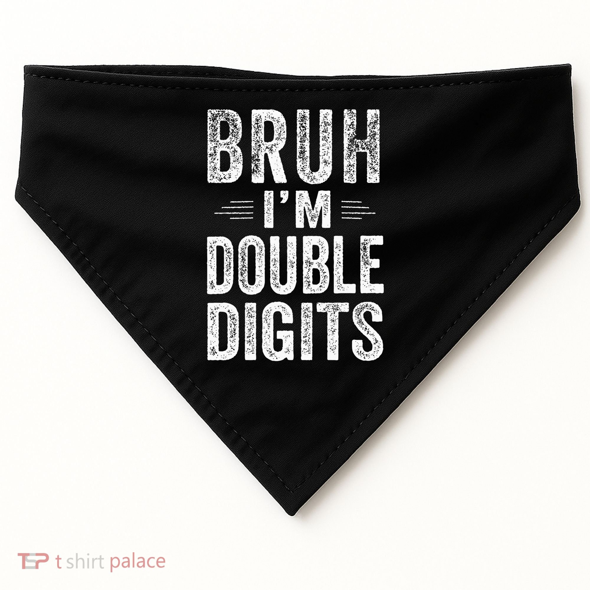 Bruh IM Double Digits 10th Birthday Gifts 10 Year Old USA-Made Doggie Bandana