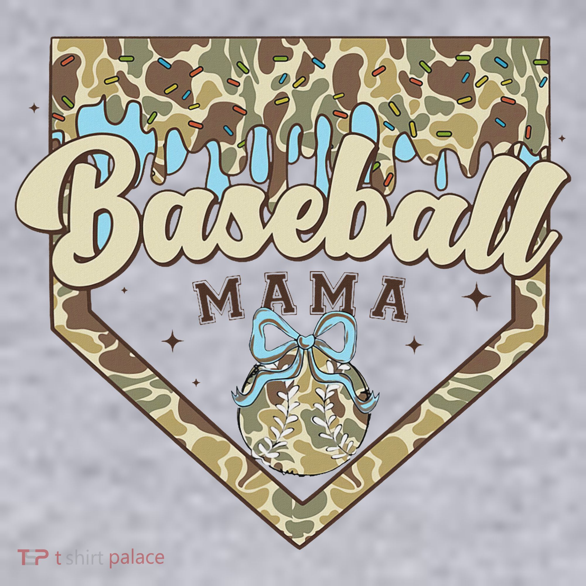 Baseball Icecream Drip Camo Mama Bow Mother's Day Women's Sweatshirt