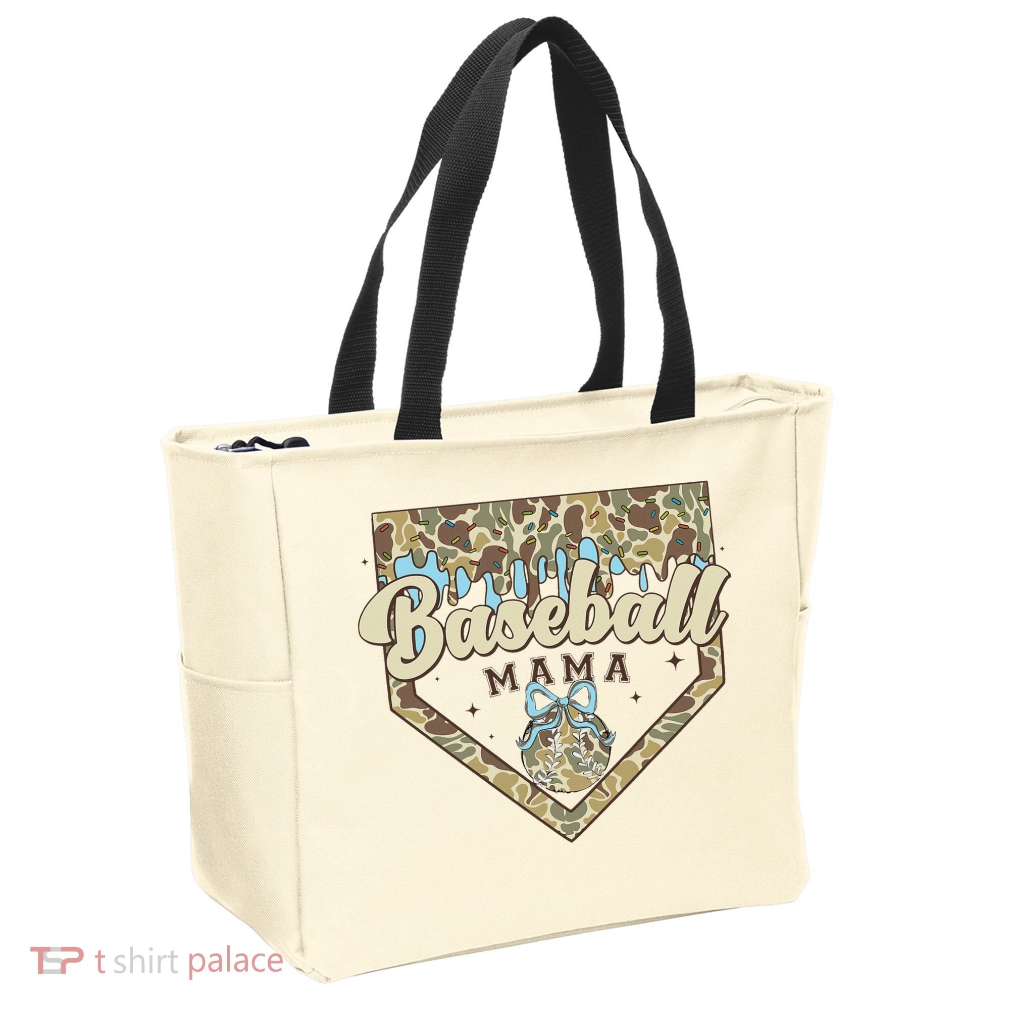 Baseball Icecream Drip Camo Mama Bow Mother's Day Tote Bag