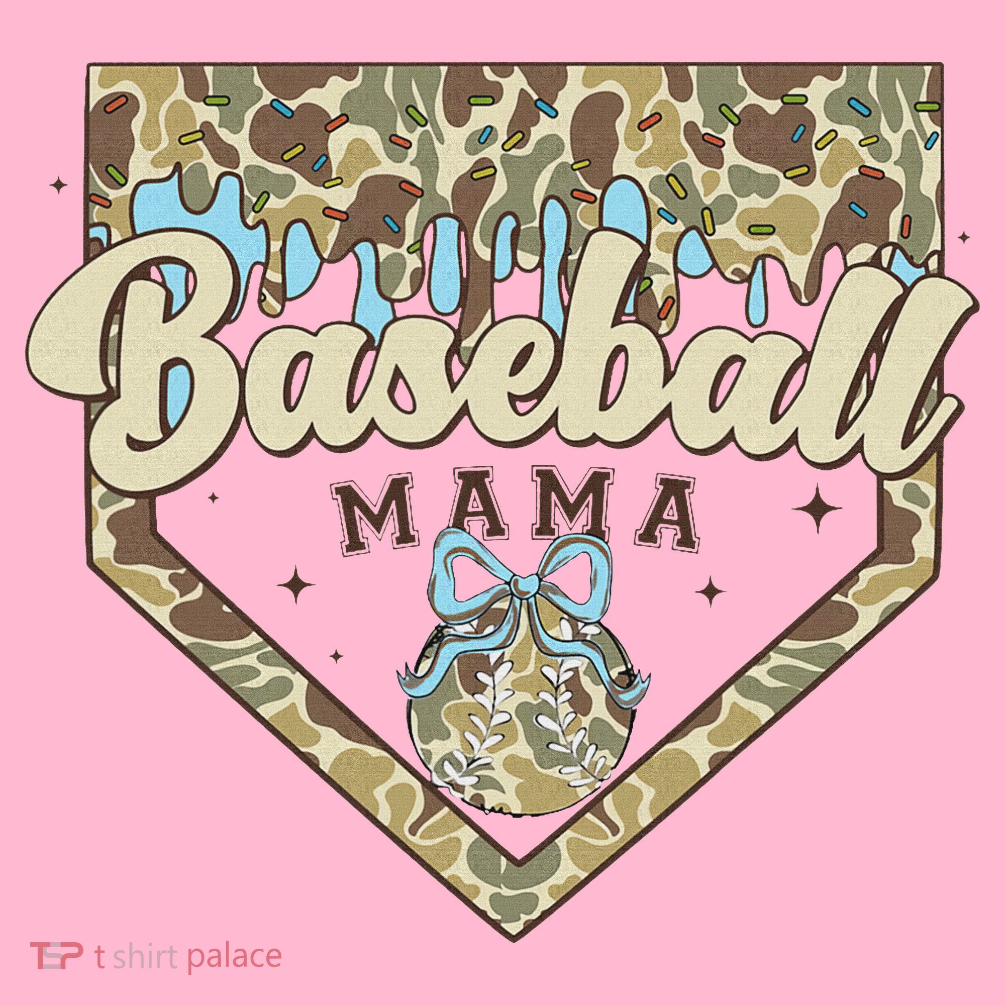 Baseball Icecream Drip Camo Mama Bow Mother's Day Coaster