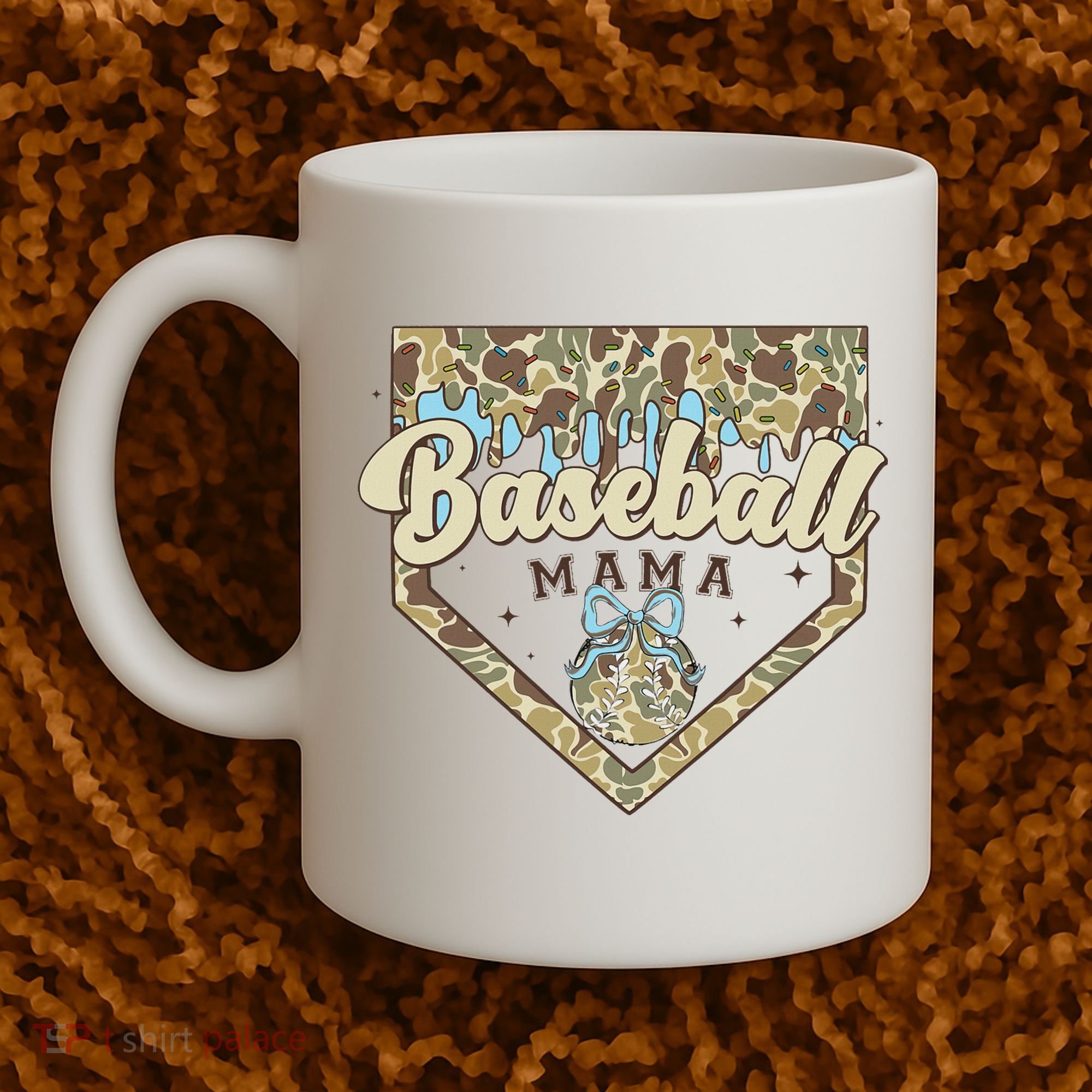 Baseball Icecream Drip Camo Mama Bow Mother's Day Coffee Mug