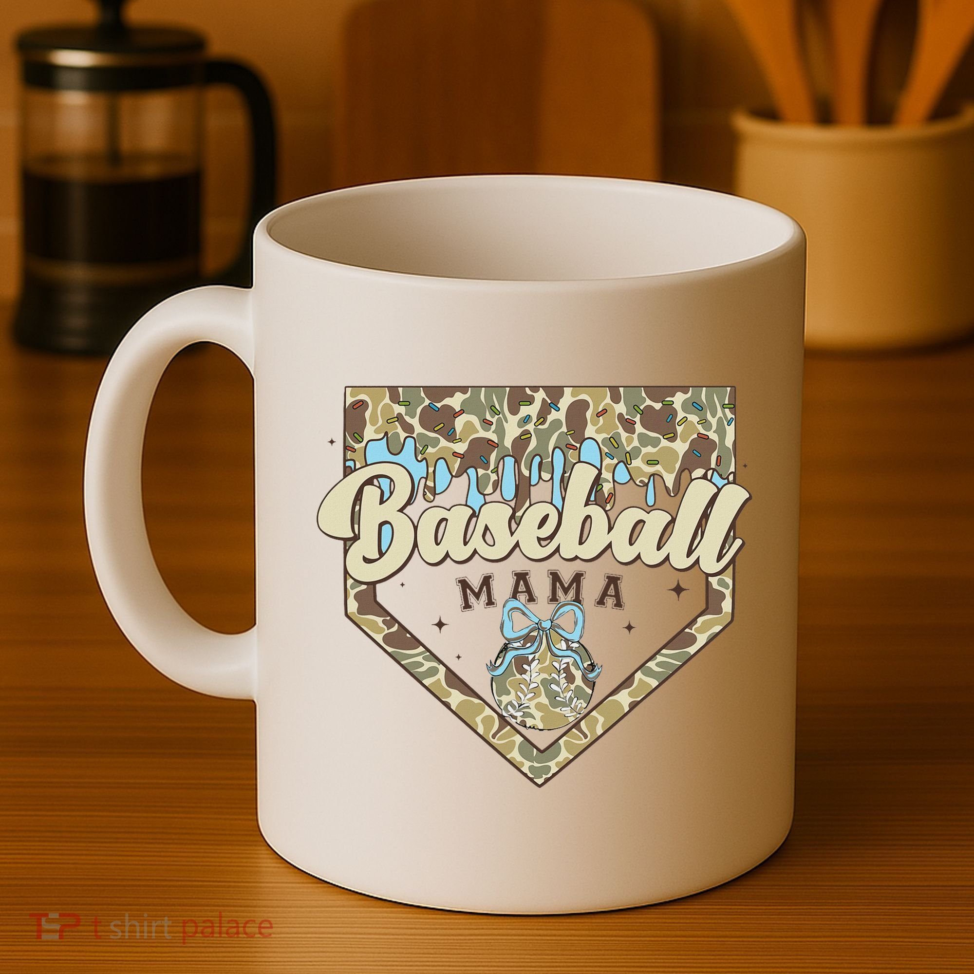 Baseball Icecream Drip Camo Mama Bow Mother's Day Coffee Mug