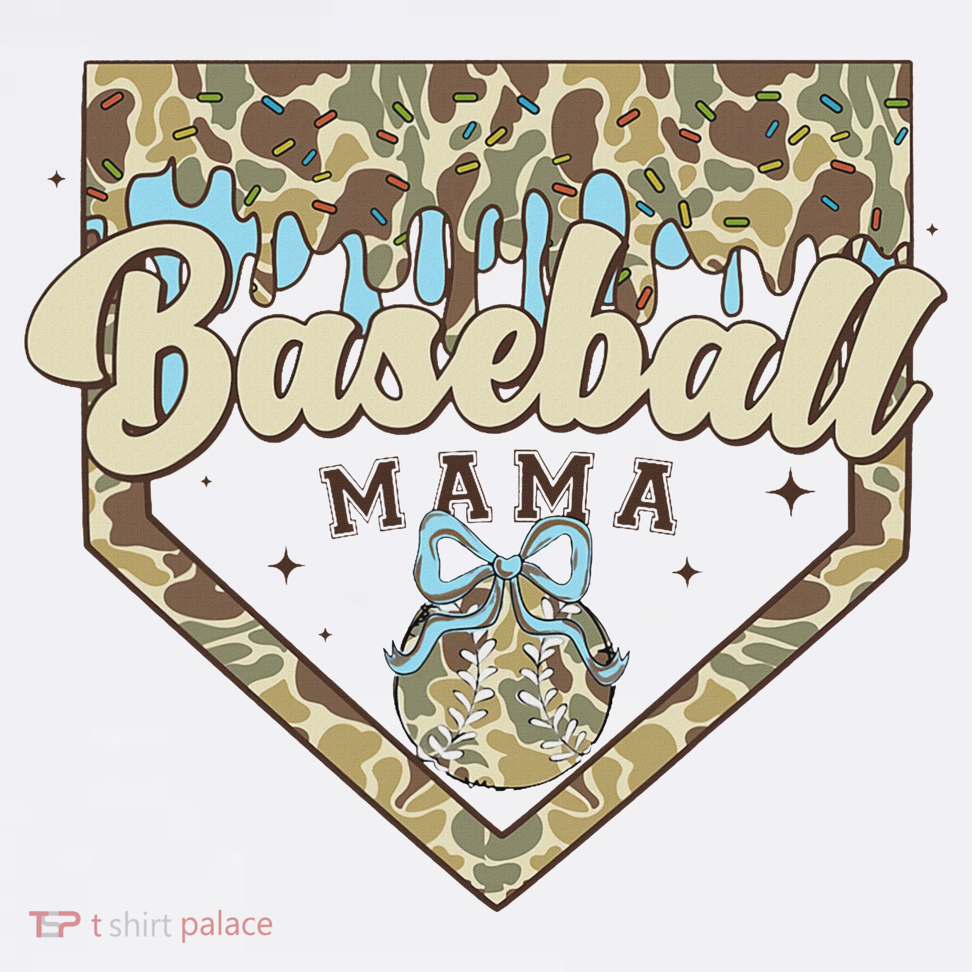 Baseball Icecream Drip Camo Mama Bow Mother's Day Women's Hoodie