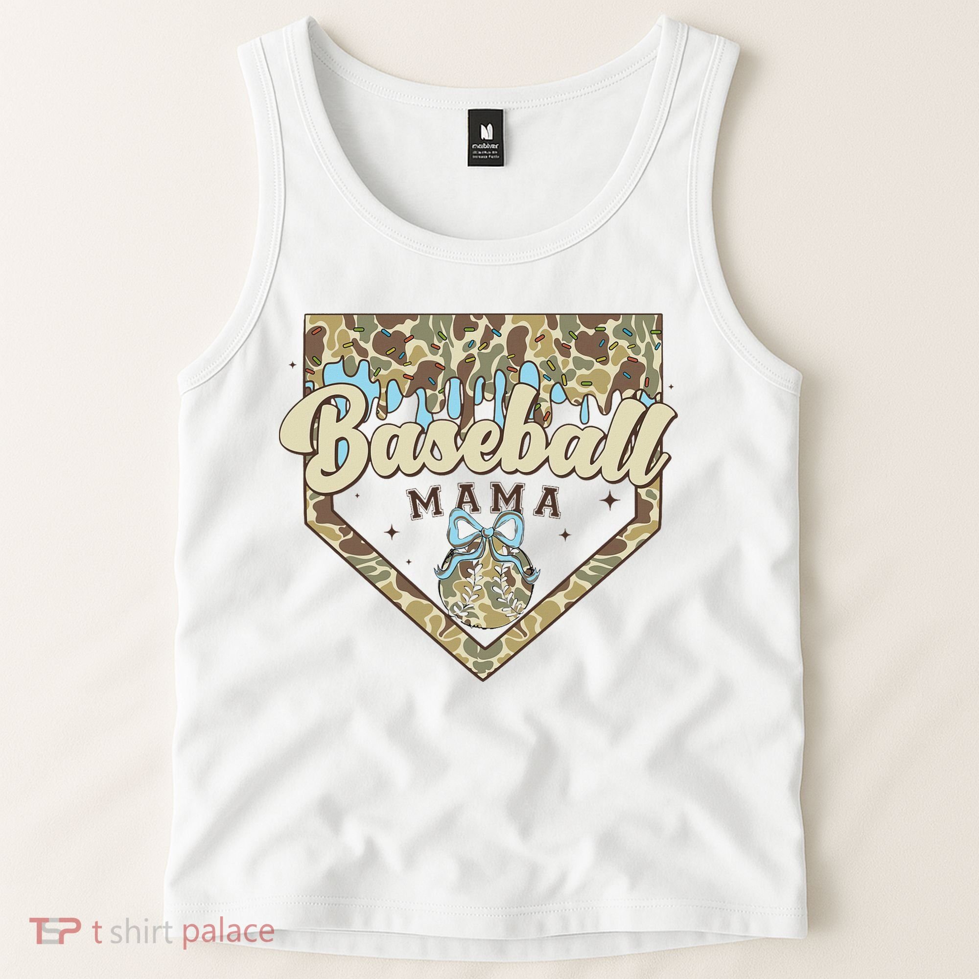 Baseball Icecream Drip Camo Mama Bow Mother's Day Tank Top