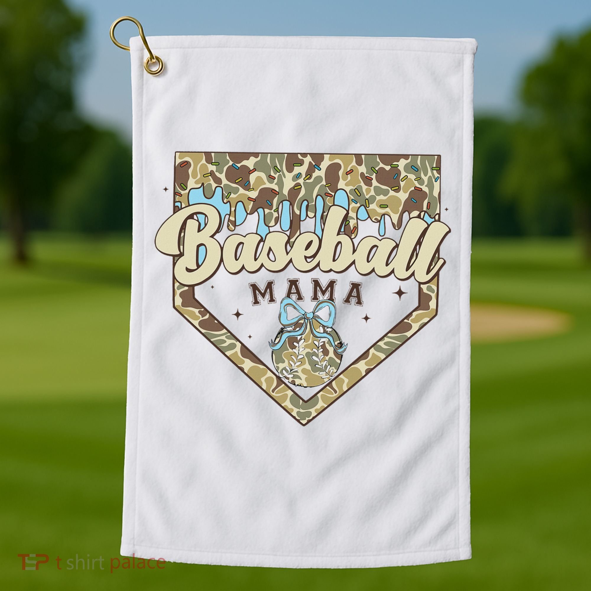 Baseball Icecream Drip Camo Mama Bow Mother's Day Golf Towel