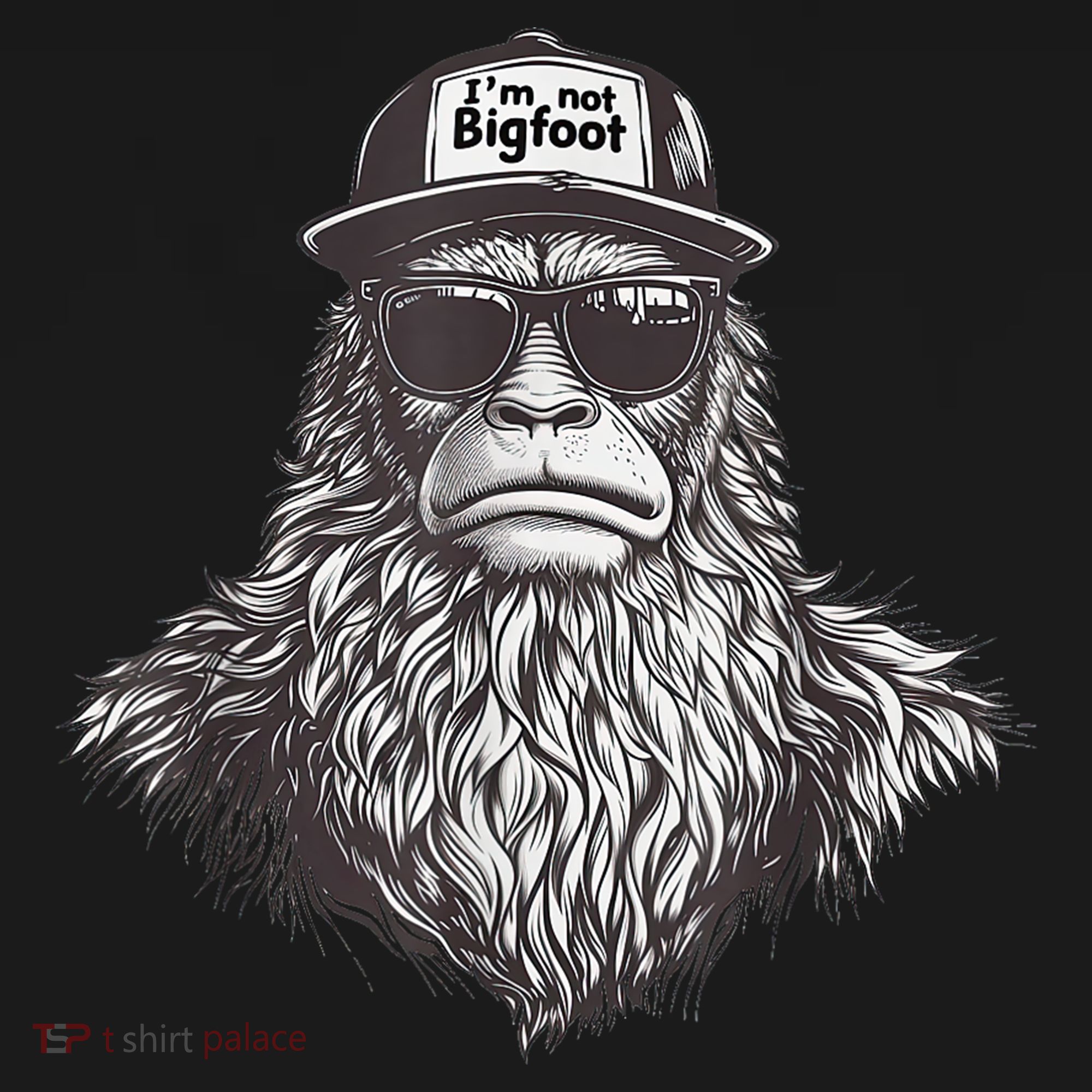 Bigfoot In Disguise Sunglasses Trucker Hat IM Not Sasquatch T-Shirt
